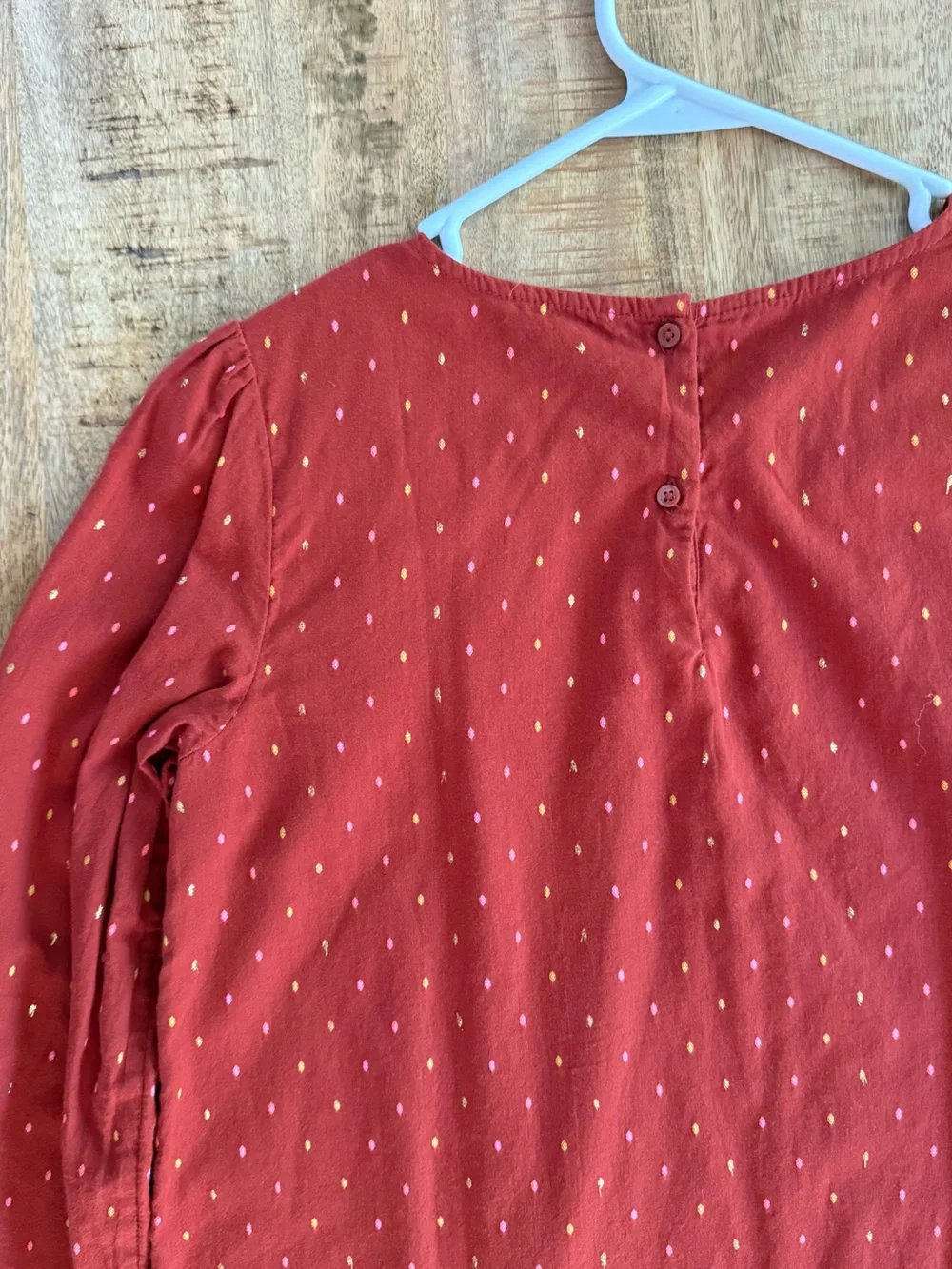 Cat & Jack Girls XL 14/16 Red Dot Print Long Sleeve Blouse Top